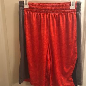 Orange and gray athletic shorts